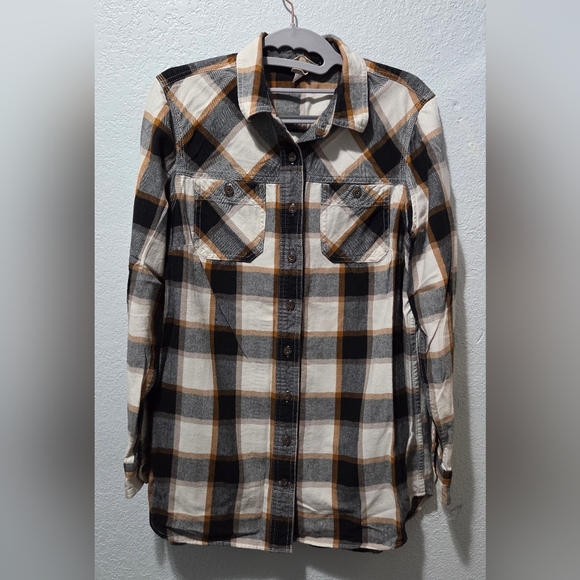 Duluth Trading Co Tops - Duluth Trading Co Black and Tan Checkered Shirt